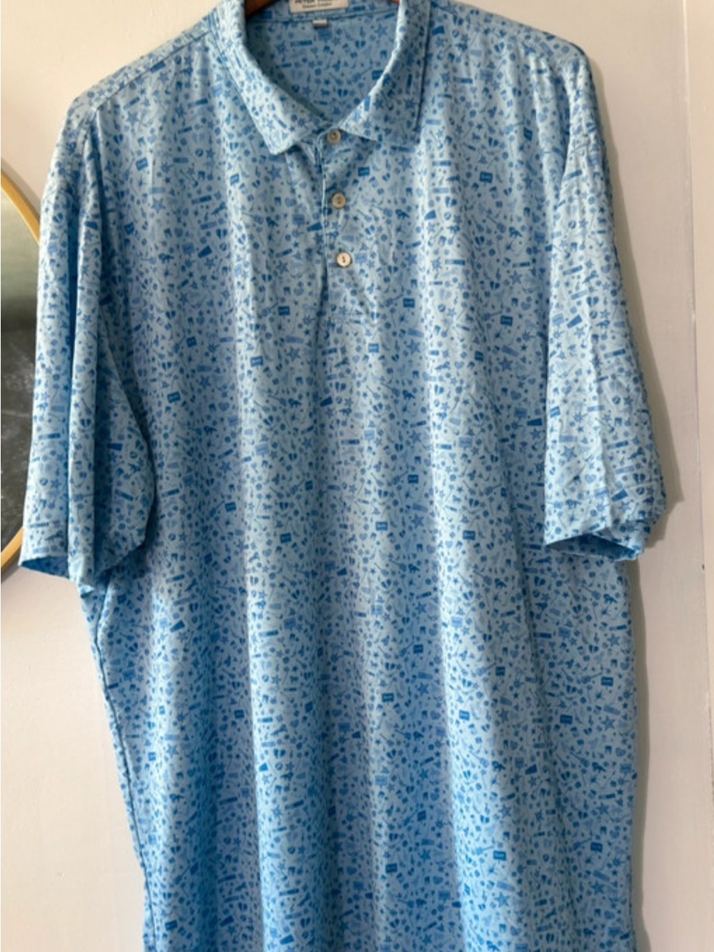 Peter Millar Light Blue Microprint Polo